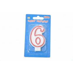 ŚWIECZKA CYFERKA CZERWONY KONTUR "6"