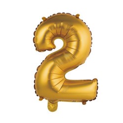 BALON FOLIOWY ZŁOTA "CYFRA 2" - 35cm