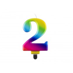 ŚWIECZKA CYFRA TĘCZOWA "2"