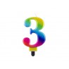 ŚWIECZKA CYFRA TĘCZOWA "3"