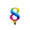 ŚWIECZKA CYFRA TĘCZOWA "8"