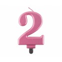 ŚWIECZKA CYFRA RÓŻOWA "2"