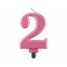 ŚWIECZKA CYFRA RÓŻOWA "2"