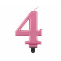 ŚWIECZKA CYFRA RÓŻOWA "4"