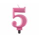 ŚWIECZKA CYFRA RÓŻOWA "5"