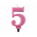 ŚWIECZKA CYFRA RÓŻOWA "5"