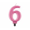 ŚWIECZKA CYFRA RÓŻOWA "6"