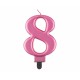 ŚWIECZKA CYFRA RÓŻOWA "8"