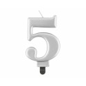 ŚWIECZKA SREBRNA CYFRA "5"