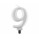 ŚWIECZKA SREBRNA CYFRA "9"