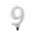 ŚWIECZKA SREBRNA CYFRA "9"