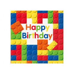 SERWETKI URODZINOWE KLOCKI - 33 CM - 16 SZT.