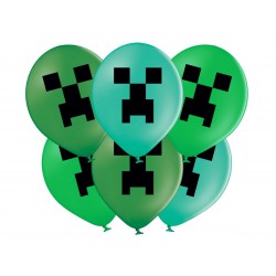 BALONY NADRUKIEM "MINECRAFT FACE" - 37 CM - 6 SZT.