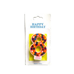 ŚWIECZKA URODZINOWA CYFRA "8" - MIX KOLORÓW