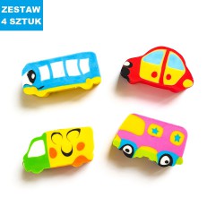 GUMKI SZKOLNE "POJAZDY" - 4 szt.