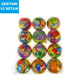 PIŁKI PIANKOWE "DINO-2" - 12 szt.