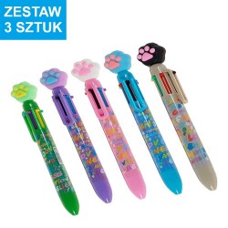 DŁUGOPISY WIELOKOLOROWE "KOCIE ŁAPKI" - 3 szt.