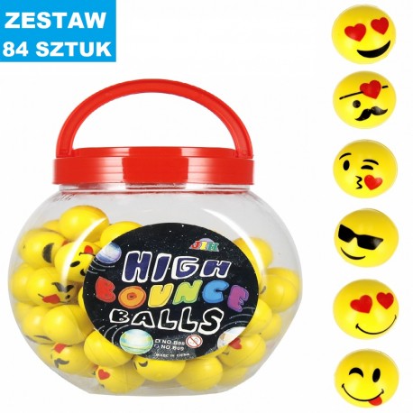 PIŁKI KAUCZUKOWE "EMOTKI - 2" - 84 szt.