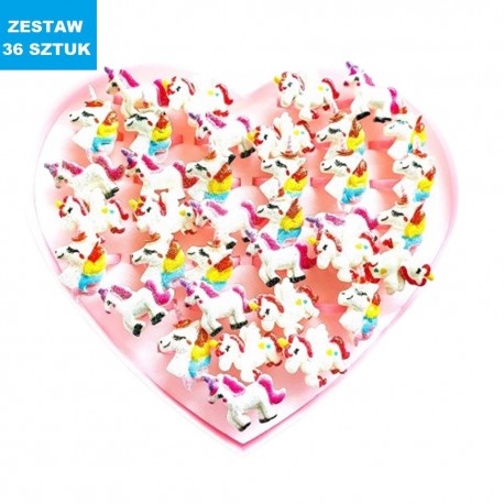 PIERŚCIONKI "JEDNOROŻEC 3" - 36 szt.