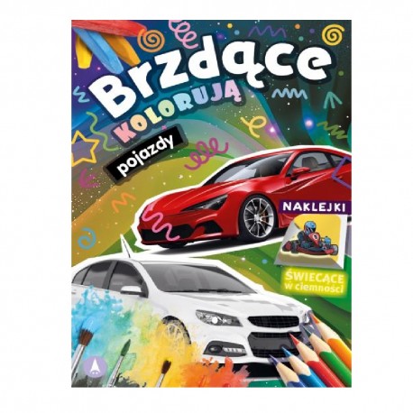 KOLOROWANKA Z NAKLEJKAMI  "Brzdące kolorują pojazdy" (naklejki świecące w ciemności)